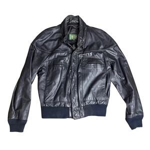 Vintage Hill & Archer Men’s Size 44 Black Leather Jacket Bomber Style